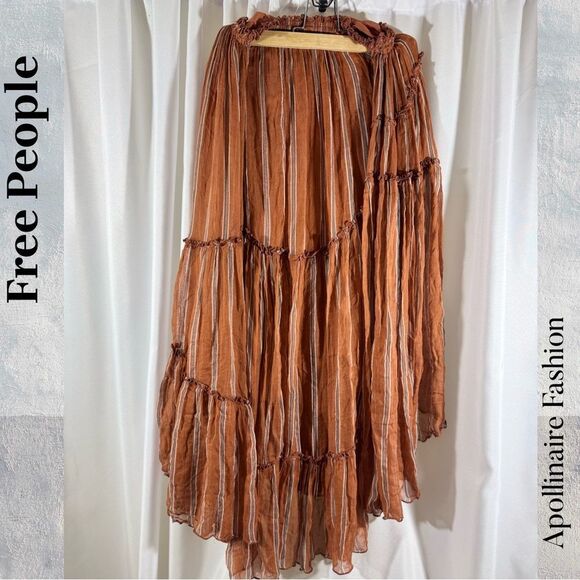 Free People Ember Terracotta Pleated Maxi Skirt Size SP New - Picture 6 of 7